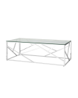 Журнальный стол Stool group АРТ ДЕКО,  120х60, прозрачное стекло, сталь серебро