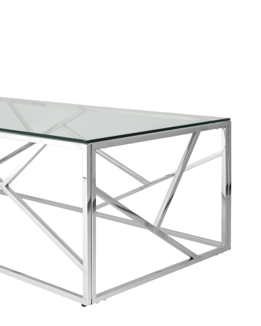 Журнальный стол Stool group АРТ ДЕКО,  120х60, прозрачное стекло, сталь серебро