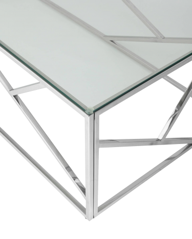 Журнальный стол Stool group АРТ ДЕКО,  120х60, прозрачное стекло, сталь серебро