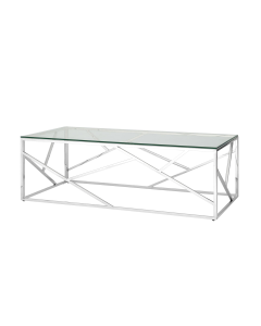 Журнальный стол Stool group АРТ ДЕКО,  120х60, прозрачное стекло, сталь серебро
