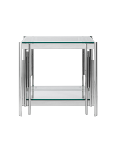Журнальный столик Stool group ГЭТСБИ, 55х55, прозрачное стекло, сталь серебро