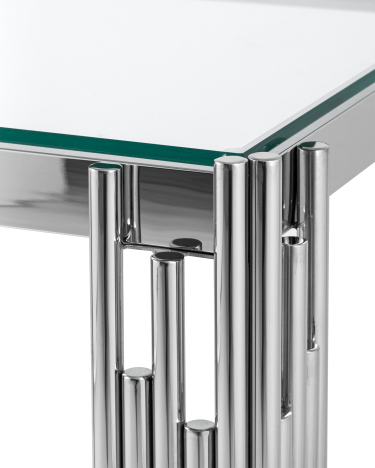 Журнальный столик Stool group ГЭТСБИ, 55х55, прозрачное стекло, сталь серебро