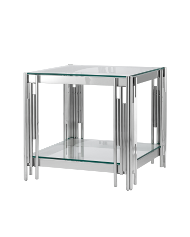 Журнальный столик Stool group ГЭТСБИ, 55х55, прозрачное стекло, сталь серебро