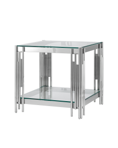 Журнальный столик Stool group ГЭТСБИ, 55х55, прозрачное стекло, сталь серебро