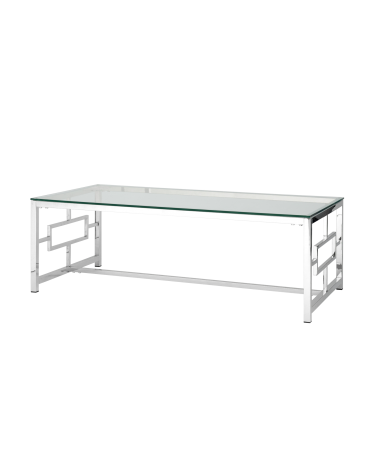Журнальный стол Stool group БРУКЛИН, 120х60, прозрачное стекло, сталь серебро