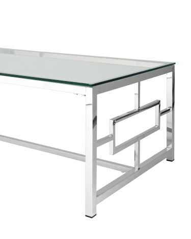 Журнальный стол Stool group БРУКЛИН, 120х60, прозрачное стекло, сталь серебро