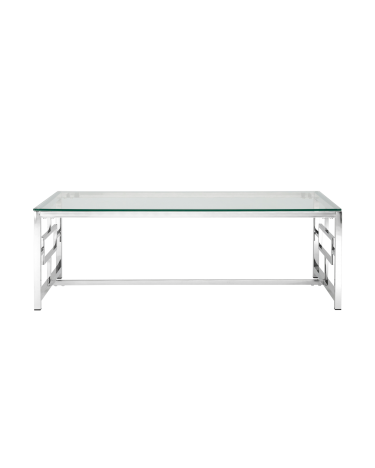 Журнальный стол Stool group БРУКЛИН, 120х60, прозрачное стекло, сталь серебро