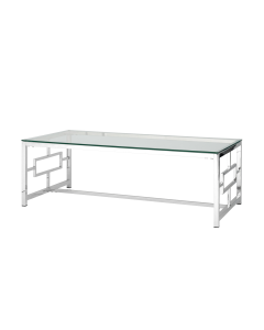 Журнальный стол Stool group БРУКЛИН, 120х60, прозрачное стекло, сталь серебро