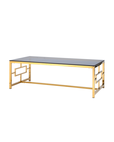 Журнальный стол Stool group БРУКЛИН, 120*60,  стекло smoke, сталь золото