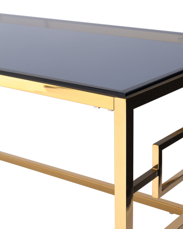 Журнальный стол Stool group БРУКЛИН, 120*60,  стекло smoke, сталь золото