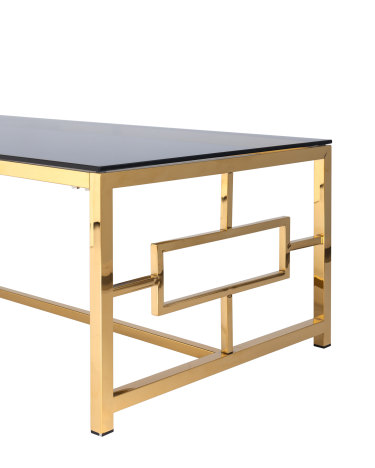 Журнальный стол Stool group БРУКЛИН, 120*60,  стекло smoke, сталь золото