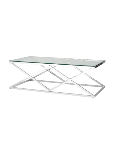 Журнальный стол Stool group ИНСИГНИЯ, 120х60,  прозрачное стекло, сталь серебро