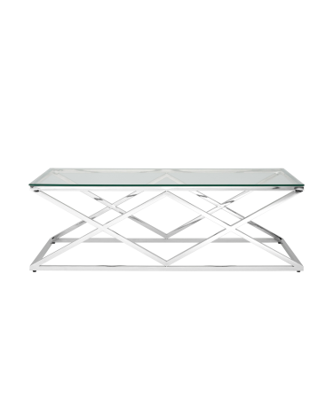 Журнальный стол Stool group ИНСИГНИЯ, 120х60,  прозрачное стекло, сталь серебро