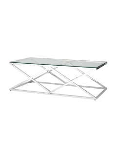 Журнальный стол Stool group ИНСИГНИЯ, 120х60,  прозрачное стекло, сталь серебро