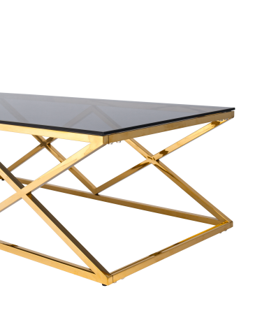 Журнальный стол Stool group ИНСИГНИЯ, 120*60, стекло smoke, сталь золото