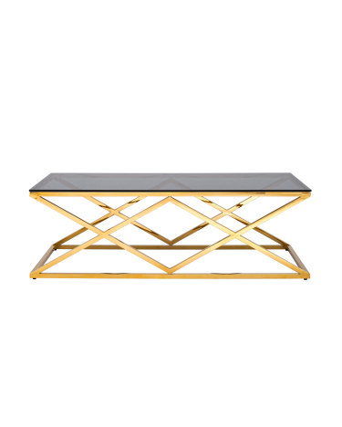 Журнальный стол Stool group ИНСИГНИЯ, 120*60, стекло smoke, сталь золото