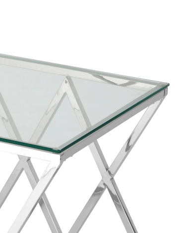 Журнальный стол Stool group ИНСИГНИЯ, 55х55, прозрачное стекло, сталь серебро