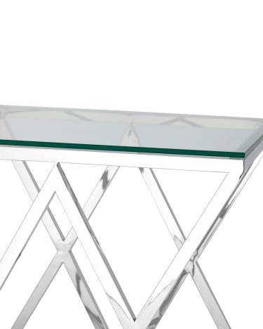 Журнальный стол Stool group ИНСИГНИЯ, 55х55, прозрачное стекло, сталь серебро