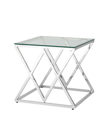 Журнальный стол Stool group ИНСИГНИЯ, 55х55, прозрачное стекло, сталь серебро