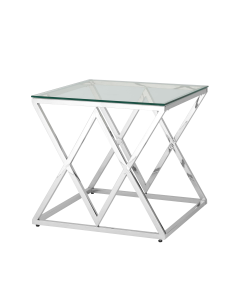 Журнальный стол Stool group ИНСИГНИЯ, 55х55, прозрачное стекло, сталь серебро