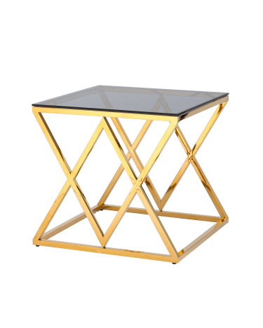 Журнальный стол Stool group ИНСИГНИЯ, 55х55, стекло smoke, сталь золото