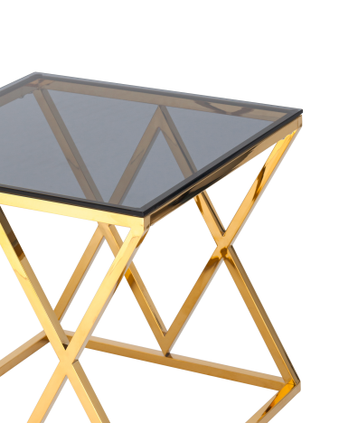Журнальный стол Stool group ИНСИГНИЯ, 55х55, стекло smoke, сталь золото