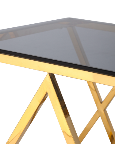 Журнальный стол Stool group ИНСИГНИЯ, 55х55, стекло smoke, сталь золото