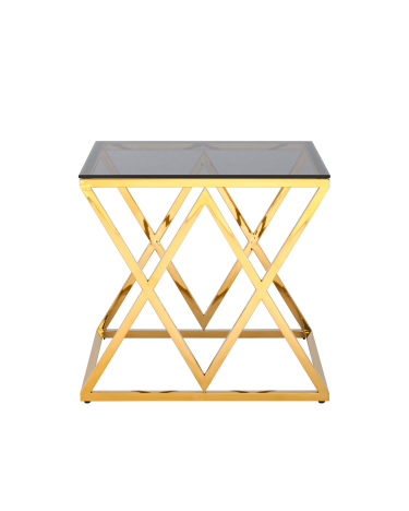 Журнальный стол Stool group ИНСИГНИЯ, 55х55, стекло smoke, сталь золото
