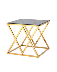 Журнальный стол Stool group ИНСИГНИЯ, 55х55, стекло smoke, сталь золото