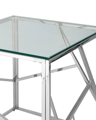 Журнальный столик Stool group АРТ ДЕКО,  55х55, прозрачное стекло, сталь серебро