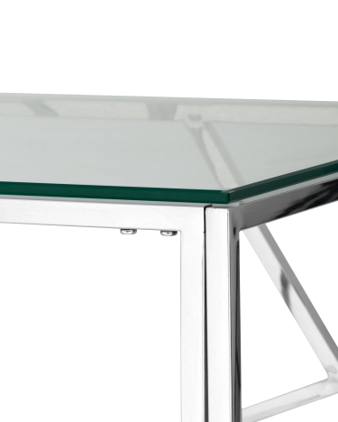 Журнальный столик Stool group АРТ ДЕКО,  55х55, прозрачное стекло, сталь серебро
