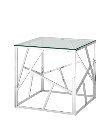 Журнальный столик Stool group АРТ ДЕКО,  55х55, прозрачное стекло, сталь серебро