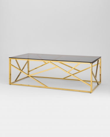 Журнальный стол Stool group АРТ ДЕКО, 120*60, стекло smoke, сталь золото