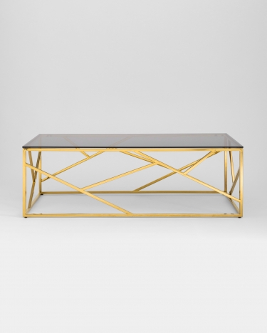 Журнальный стол Stool group АРТ ДЕКО, 120*60, стекло smoke, сталь золото