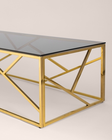 Журнальный стол Stool group АРТ ДЕКО, 120*60, стекло smoke, сталь золото