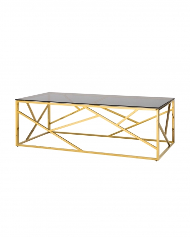 Журнальный стол Stool group АРТ ДЕКО, 120*60, стекло smoke, сталь золото