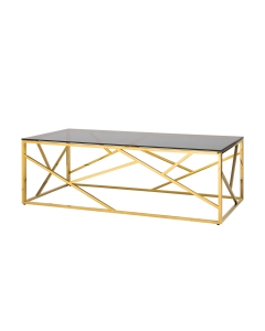 Журнальный стол Stool group АРТ ДЕКО, 120*60, стекло smoke, сталь золото