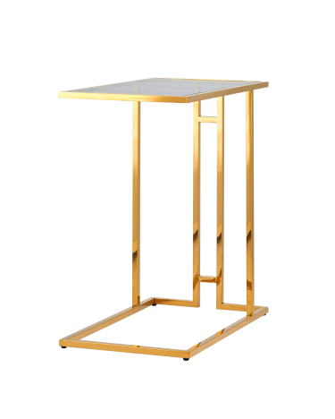 Журнальный столик Stool group 50х32 БОСТОН, стекло smoke, сталь золото