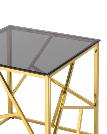 Журнальный столик Stool group АРТ ДЕКО, 55*55, стекло smoke, сталь золото