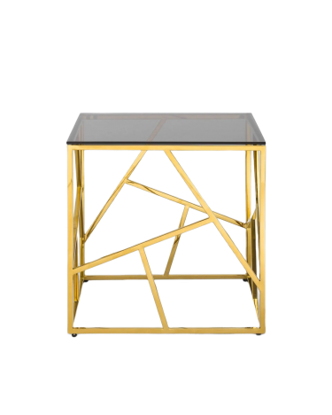 Журнальный столик Stool group АРТ ДЕКО, 55*55, стекло smoke, сталь золото