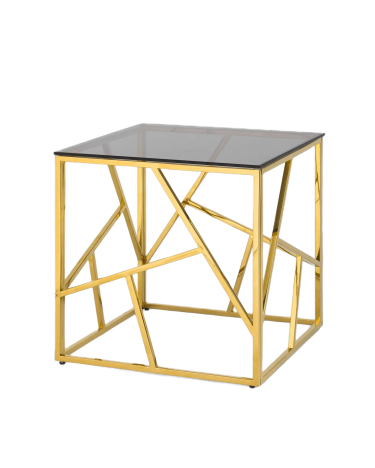 Журнальный столик Stool group АРТ ДЕКО, 55*55, стекло smoke, сталь золото