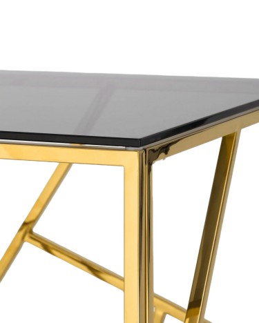 Журнальный столик Stool group АРТ ДЕКО, 55*55, стекло smoke, сталь золото