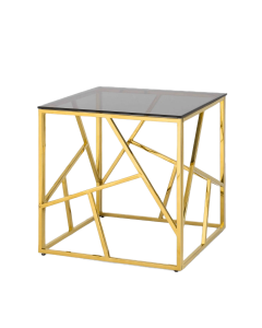 Журнальный столик Stool group АРТ ДЕКО, 55*55, стекло smoke, сталь золото
