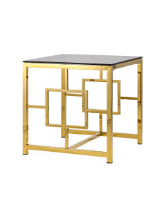 Журнальный столик Stool group БРУКЛИН, 55x55, стекло smoke, сталь золото