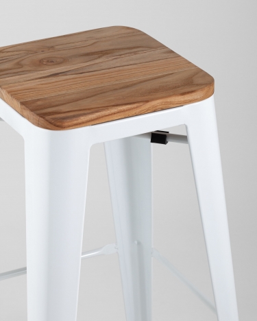 Стул барный Tolix Wood Белый глянцевый