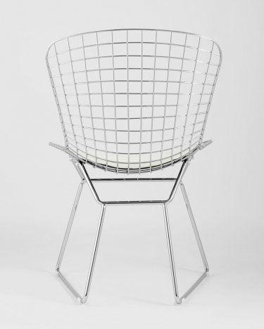 Стул обеденный Bertoia с белой подушкой из экокожи
