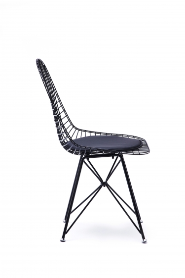 Стул обеденный Stool group Eiffel AFR-18B-P1 BL/BL из металла цвет черный с подушкой из черной экокожи