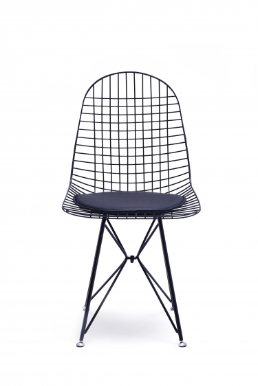 Стул обеденный Stool group Eiffel AFR-18B-P1 BL/BL из металла цвет черный с подушкой из черной экокожи