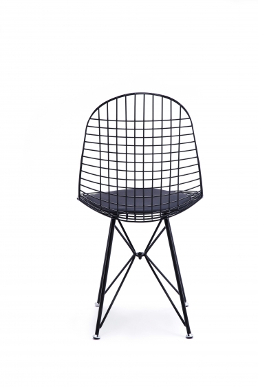 Стул обеденный Stool group Eiffel AFR-18B-P1 BL/BL из металла цвет черный с подушкой из черной экокожи