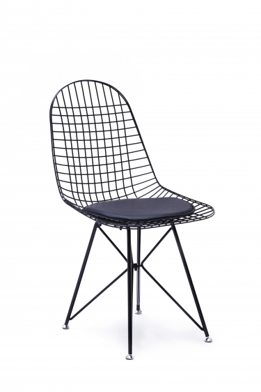 Стул обеденный Stool group Eiffel AFR-18B-P1 BL/BL из металла цвет черный с подушкой из черной экокожи